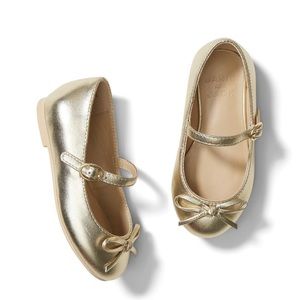 JANIE AND JACK METALLIC BOW BALLET FLAT